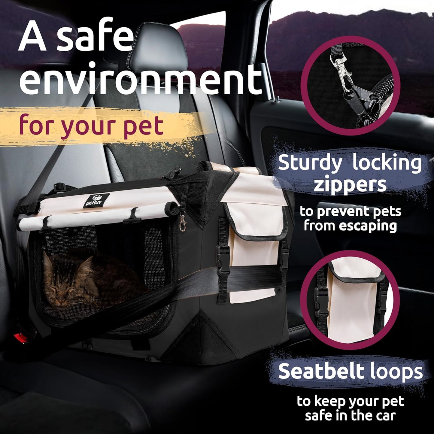 Soft-Sided Medium Pet Carrier for Cats and Small Dogs, 20"X13"X13", Ideal for Travel and Vet Visits, Features Privacy Windows, Removable Plush Bed, Locking Zippers, and Folds Flat for Easy Storage
