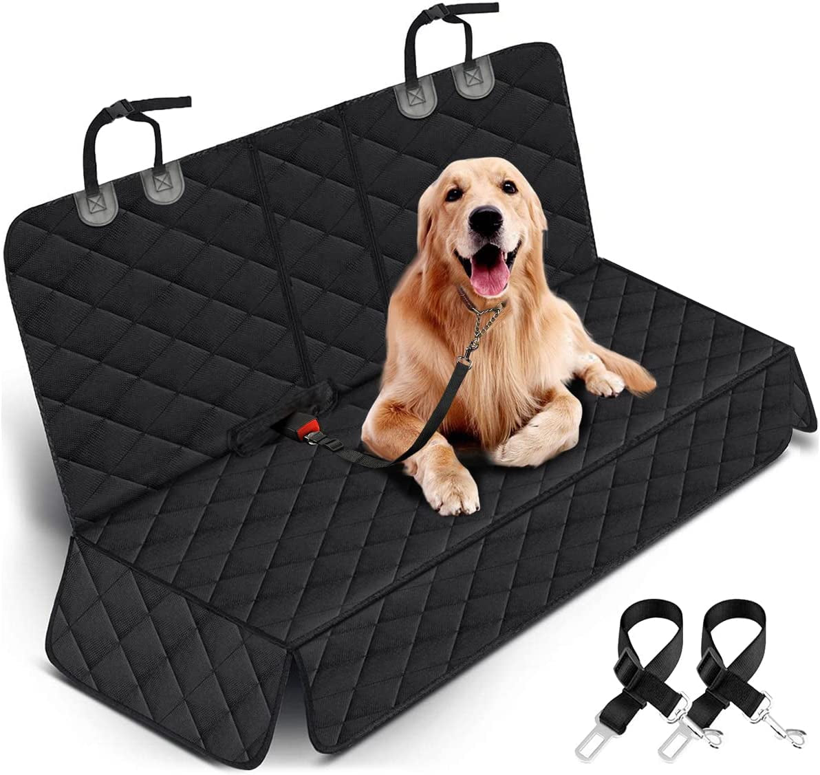 Premium Waterproof Dog Car Seat Cover - Non-Slip Back Seat Protector for Pets, Compatible with Most Cars, SUVs, and Trucks - Black