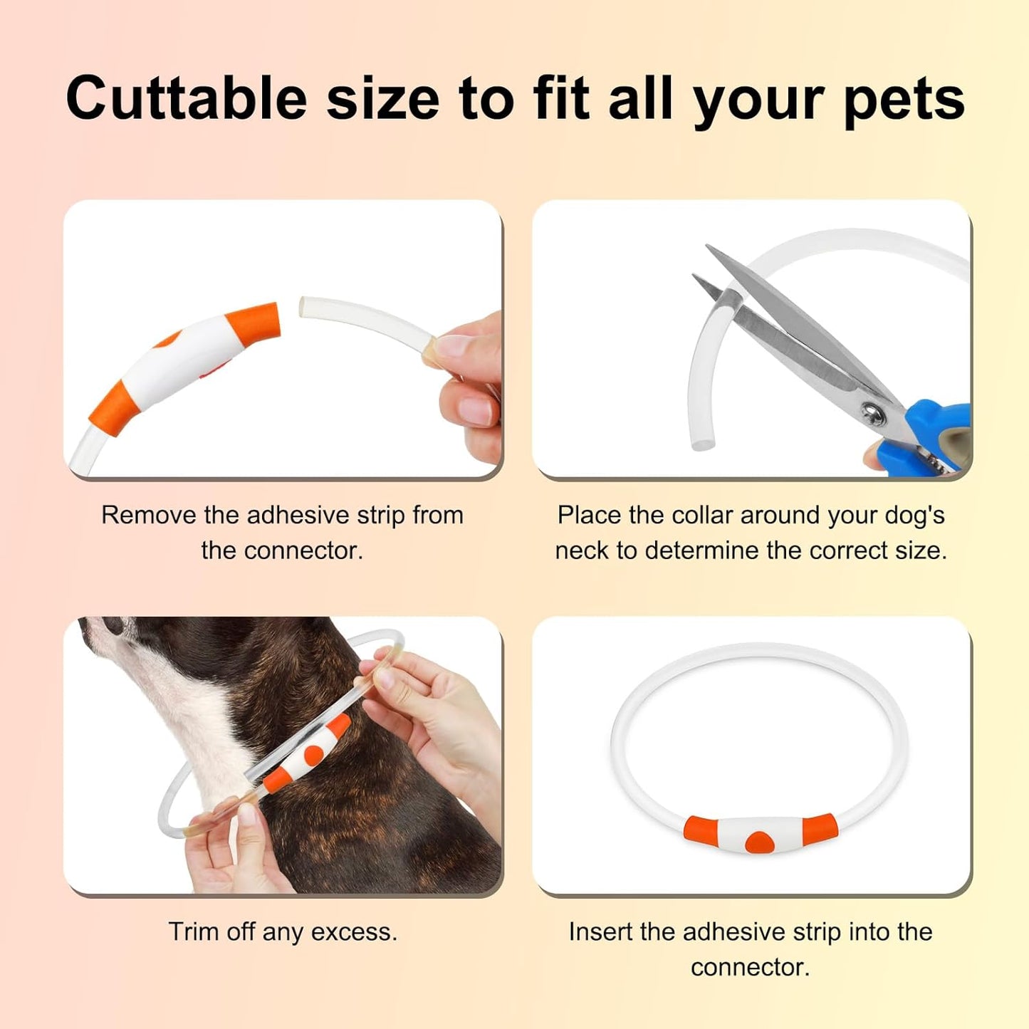 Rechargeable Waterproof Lighted Dog Collar - High Visibility Glowing Accessory for Night Walking (Orange)
