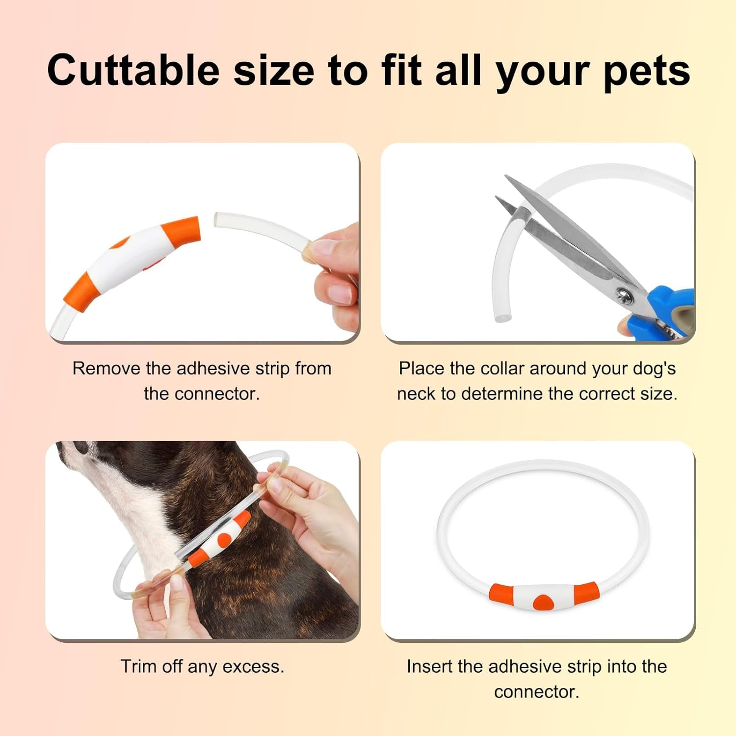Rechargeable Waterproof Lighted Dog Collar - High Visibility Glowing Accessory for Night Walking (Orange)